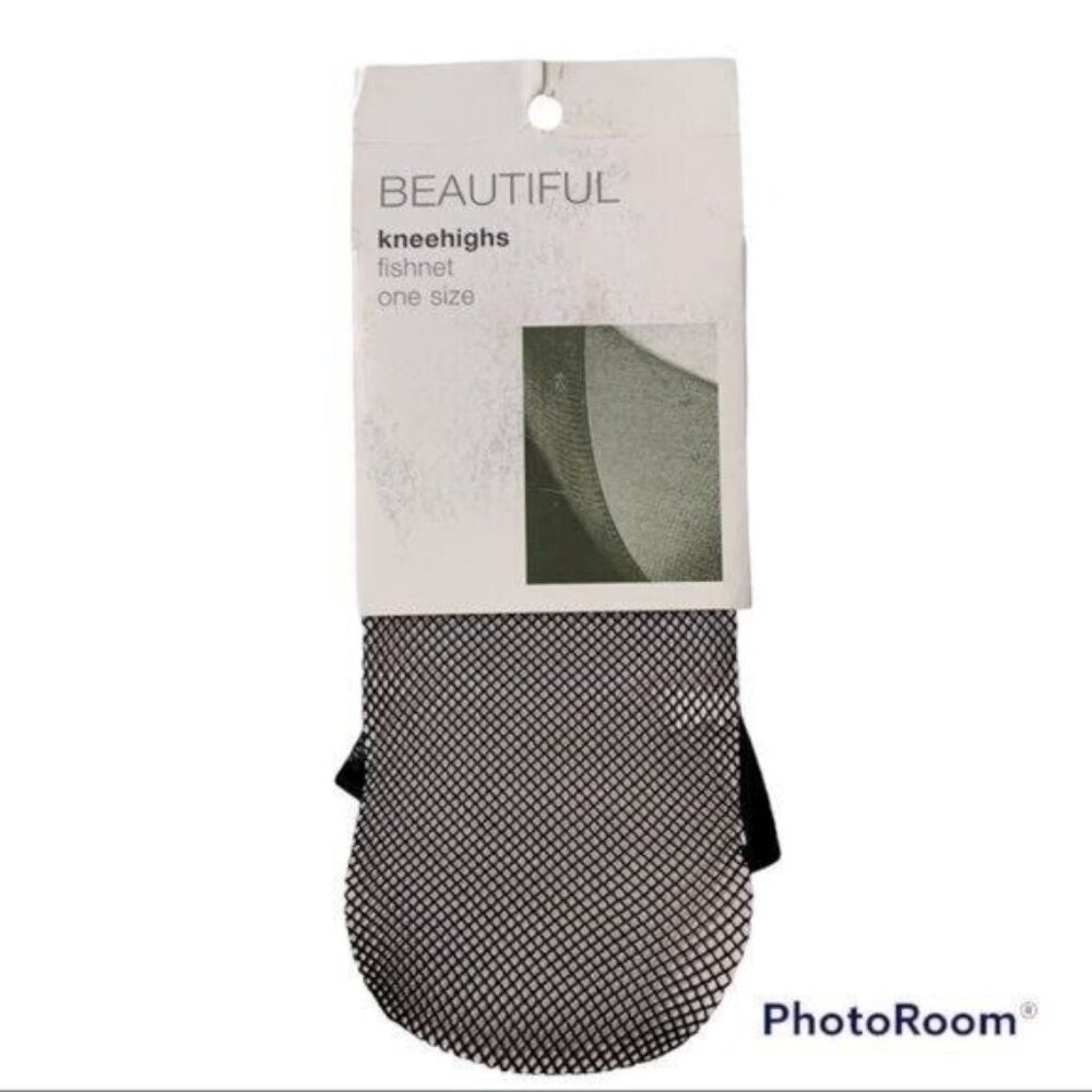 Vintage H&M Beautiful Kneehighs Black Y2K Fishnet Sz OS